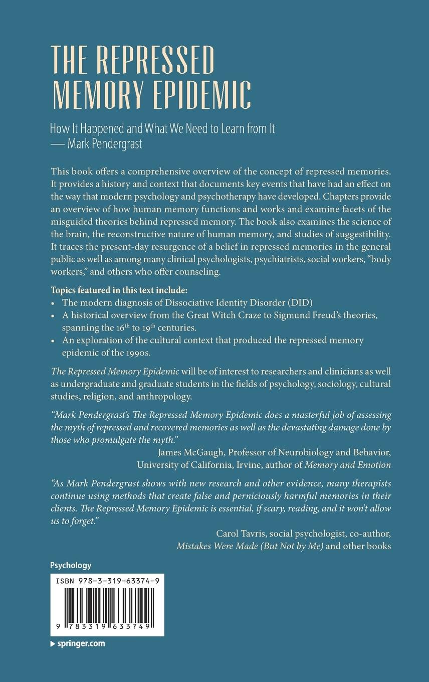 Rückseite: 9783319633749 | The Repressed Memory Epidemic | Mark Pendergrast | Buch | xxxii | 2017