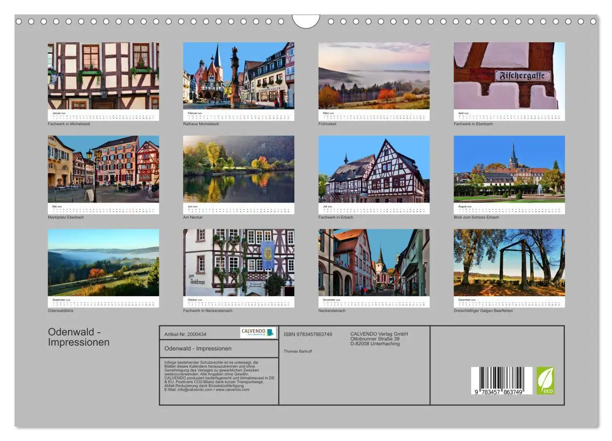 Bild: 9783457863749 | Odenwald - Impressionen (Wandkalender 2026 DIN A3 quer), CALVENDO...