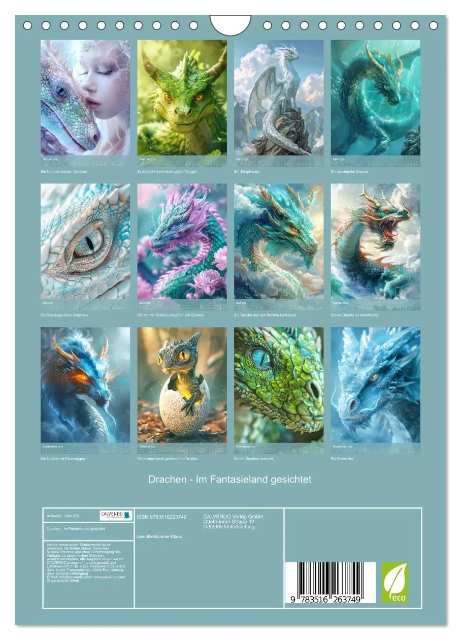 Bild: 9783516263749 | Drachen - Im Fantasieland gesichtet (Wandkalender 2026 DIN A4...