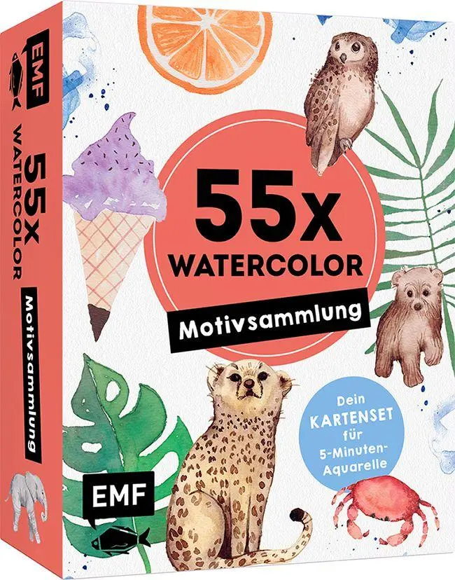 55 x Watercolor - Motiv-Sammlung: Kartenset für 5-Minuten-Aquarelle