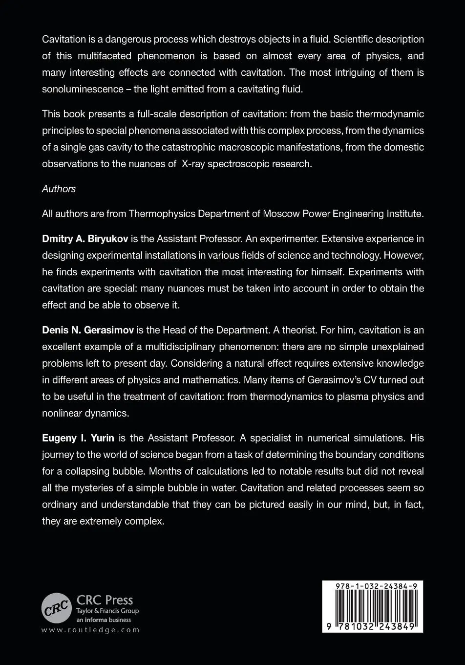 Rückseite: 9781032243849 | Cavitation and Associated Phenomena | Dmitry Biryukov (u. a.) | Buch