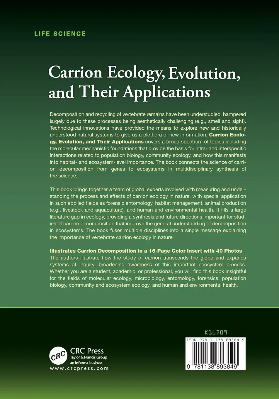 Rückseite: 9781138893849 | Carrion Ecology, Evolution, and Their Applications | Benbow (u. a.)