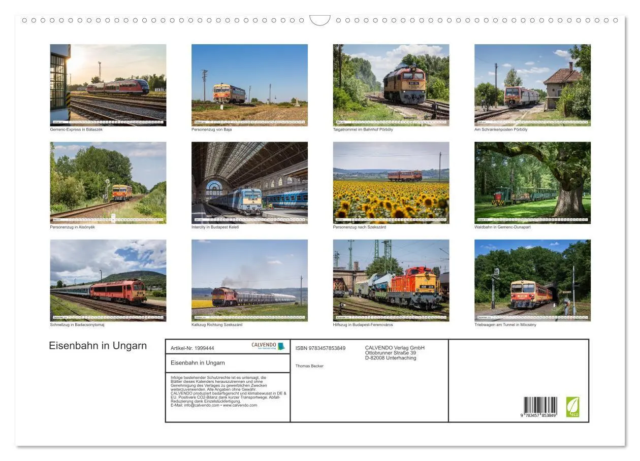 Bild: 9783457853849 | Eisenbahn in Ungarn (Wandkalender 2026 DIN A2 quer), CALVENDO...