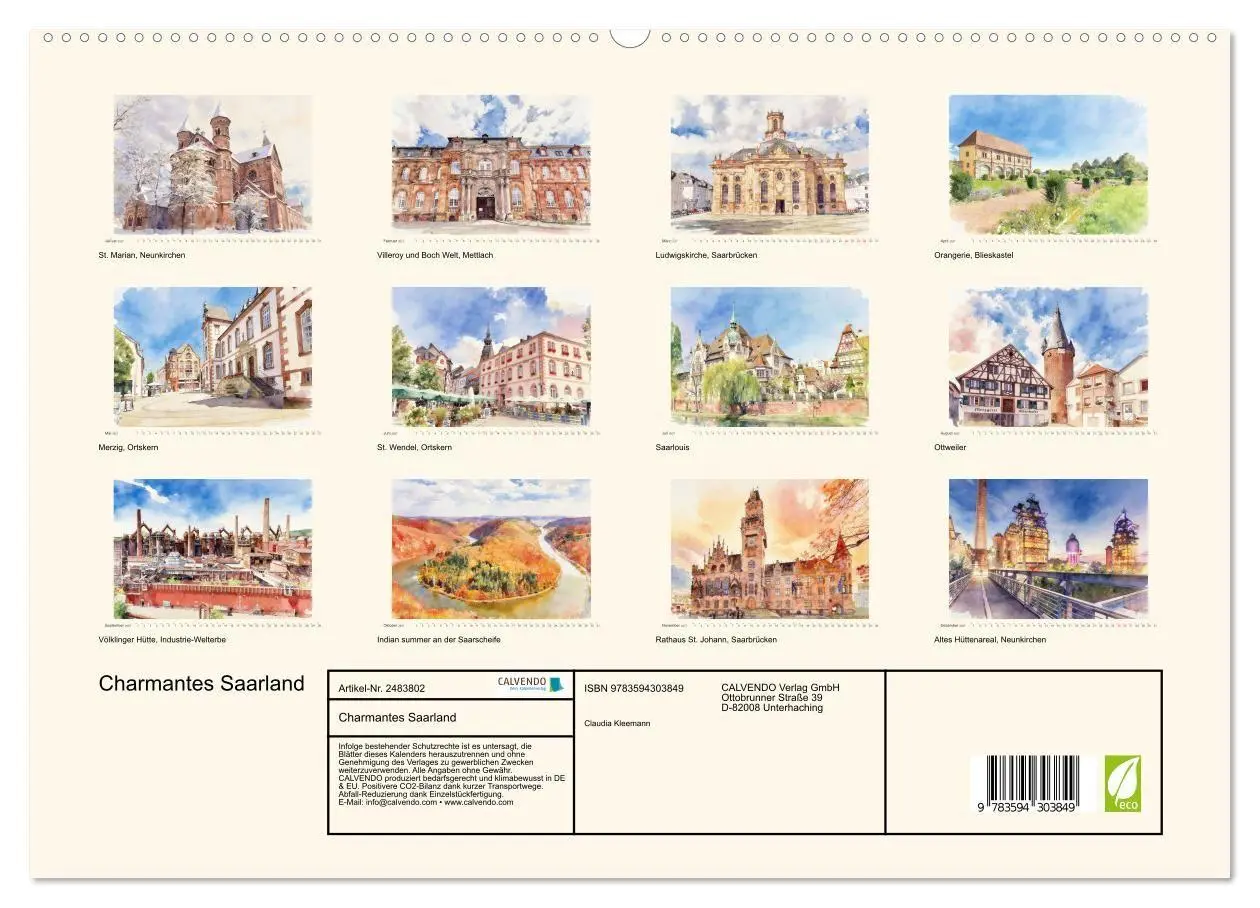 Bild: 9783594303849 | Charmantes Saarland (hochwertiger Premium Wandkalender 2027 DIN A2...