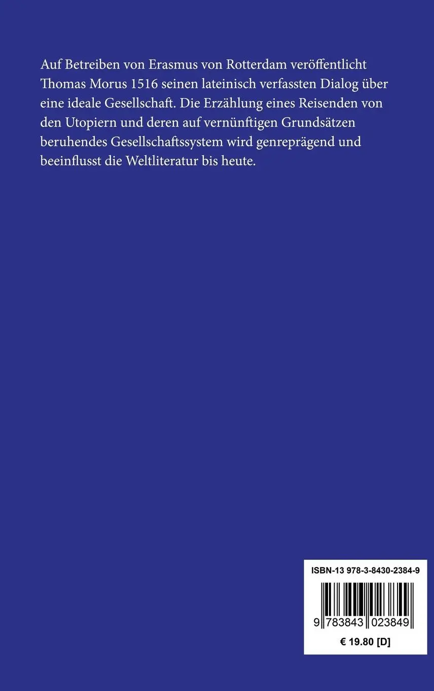 Rückseite: 9783843023849 | Utopia | Thomas Morus | Buch | HC runder Rücken kaschiert | 116 S.