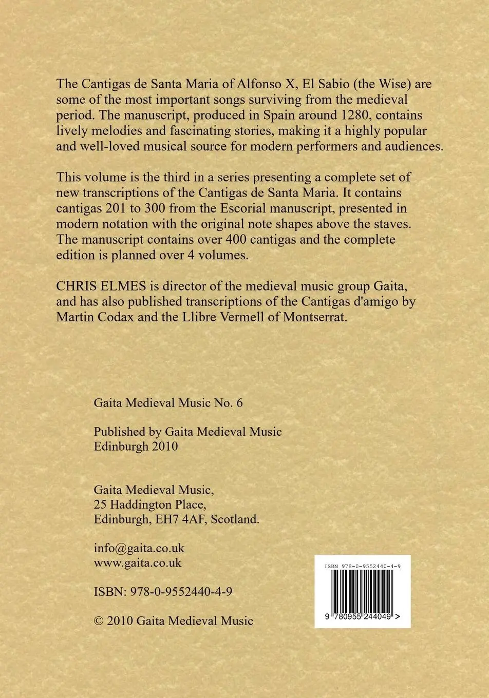 Rückseite: 9780955244049 | Cantigas De Santa Maria Of Alfonso X, El Sabio, A Performing Edition