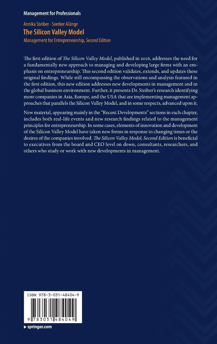 Rückseite: 9783031484049 | The Silicon Valley Model | Management for Entrepreneurship | Buch