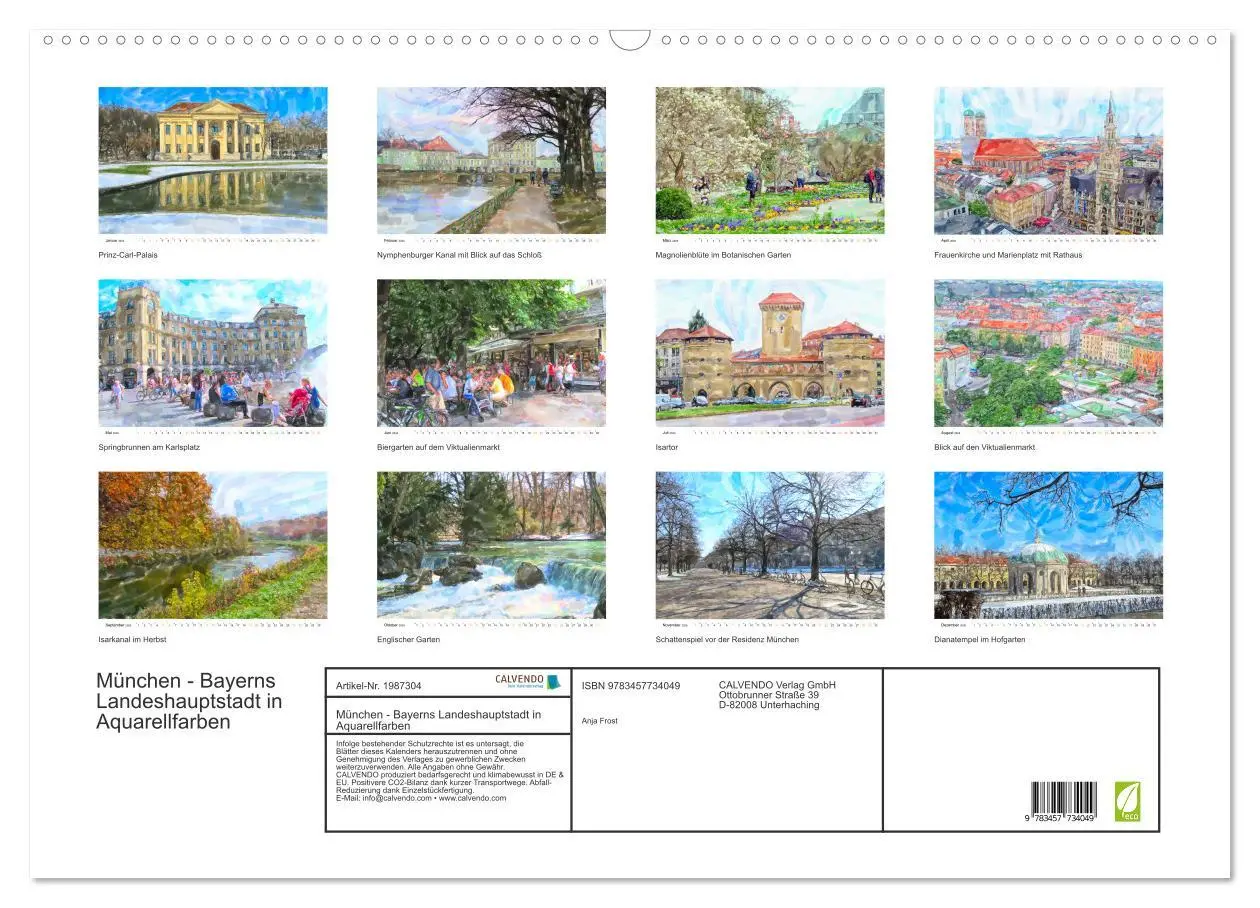 Bild: 9783457734049 | München - Bayerns Landeshauptstadt in Aquarellfarben (Wandkalender...