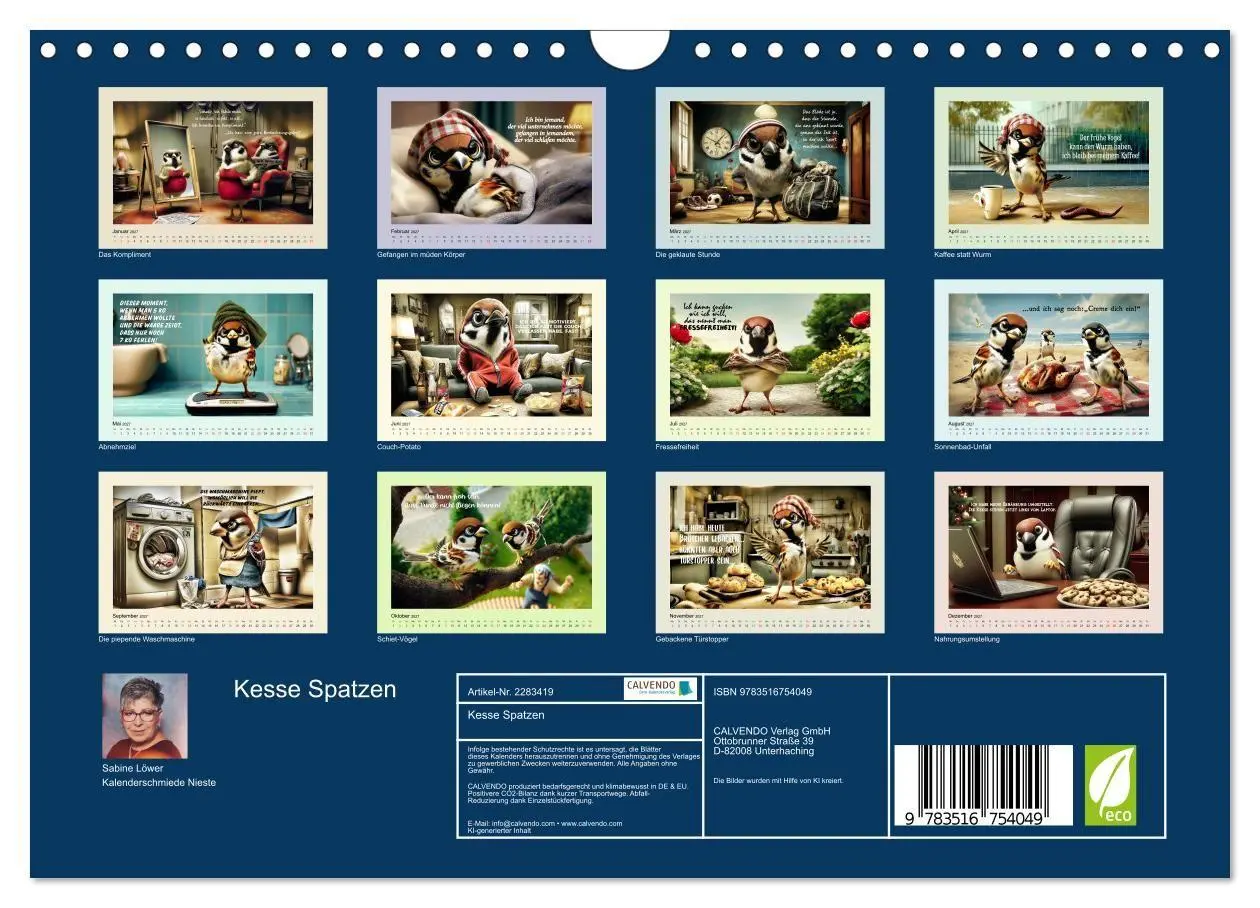 Bild: 9783516754049 | Kesse Spatzen (Wandkalender 2027 DIN A4 quer), CALVENDO Monatskalender