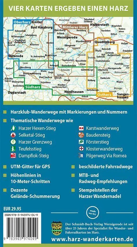 Bild: 9783945974049 | Der Harz in 4 Teilen. Wander- und Fahrradkartenset 1 : 30 000 | V.