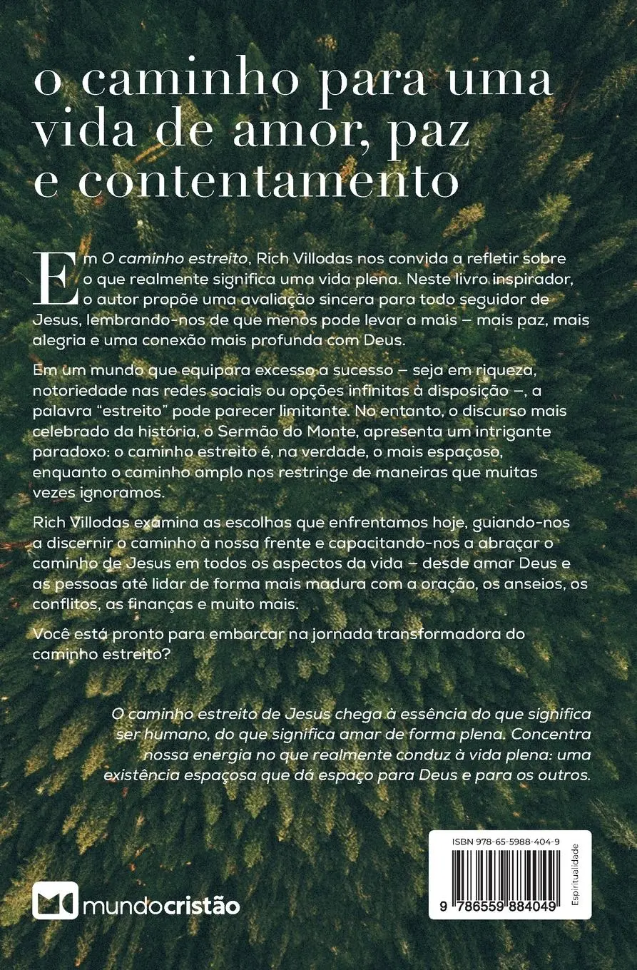 Rückseite: 9786559884049 | O caminho estreito | Rich Villodas | Taschenbuch | Portugiesisch