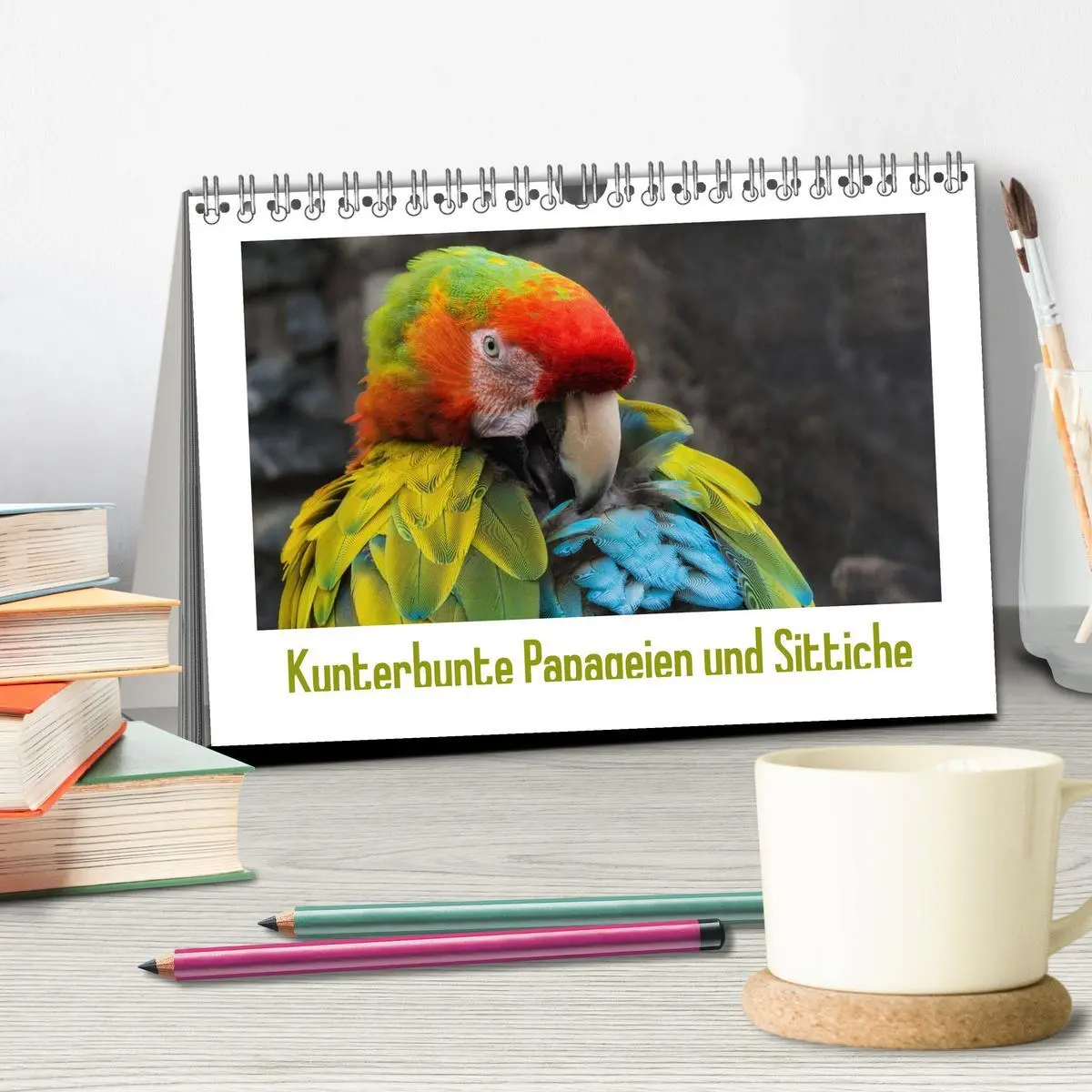 Bild: 9783516054149 | Kunterbunte Papageien und Sittiche (Tischkalender 2026 DIN A5...