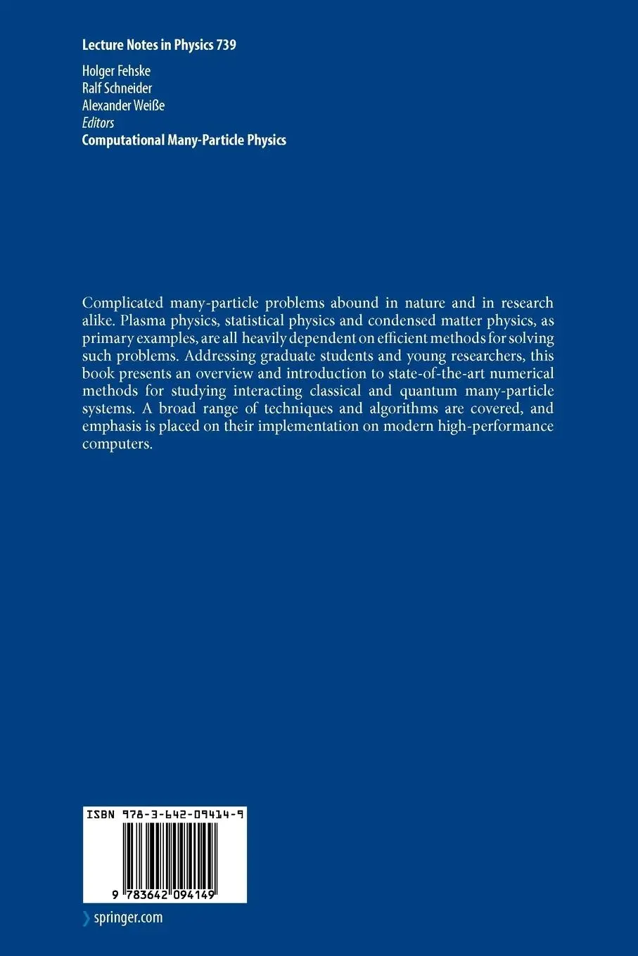Rückseite: 9783642094149 | Computational Many-Particle Physics | Holger Fehske (u. a.) | Buch