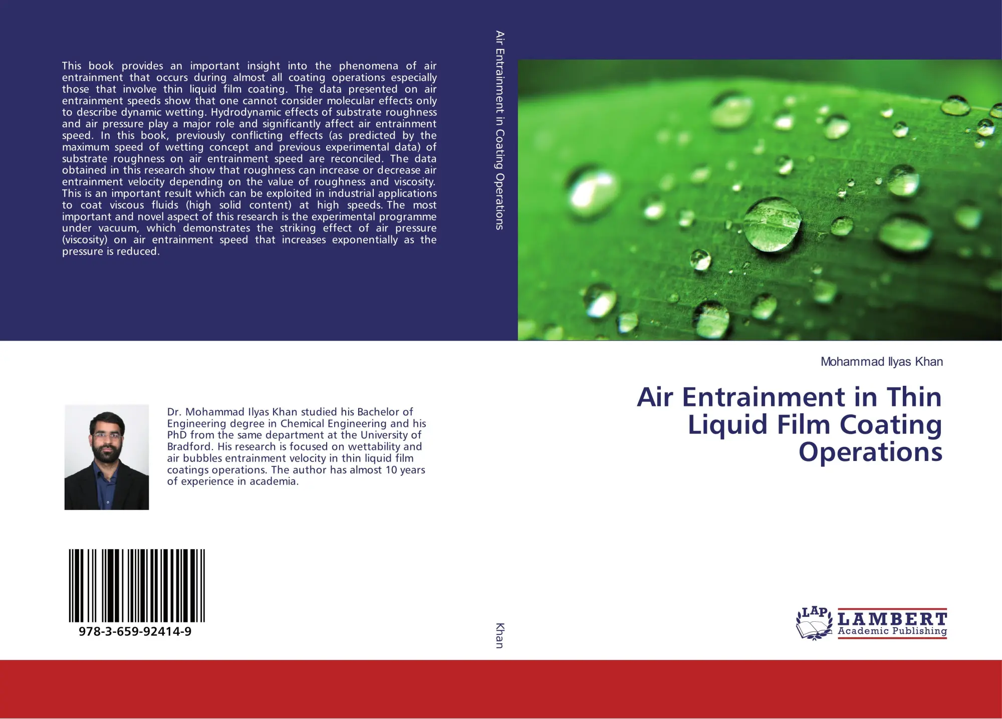 Cover: 9783659924149 | Air Entrainment in Thin Liquid Film Coating Operations | Khan | Buch