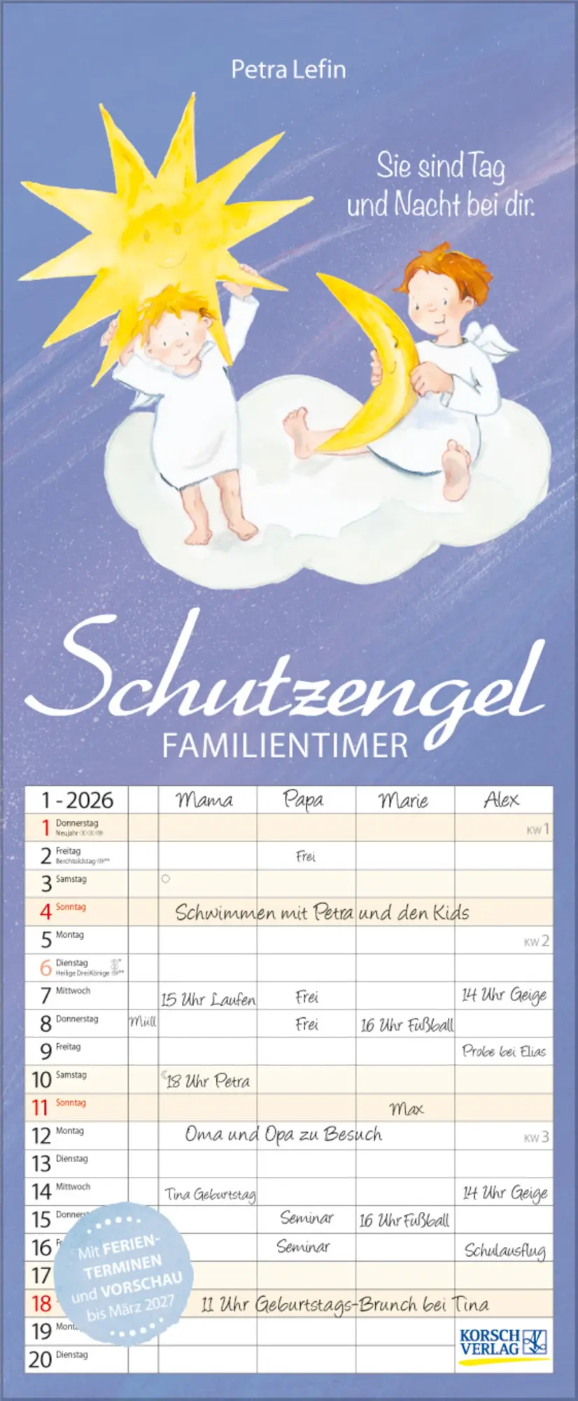 Cover: 9783731884149 | Familientimer Schutzengel 2026 | Verlag Korsch | Kalender | 14 S.