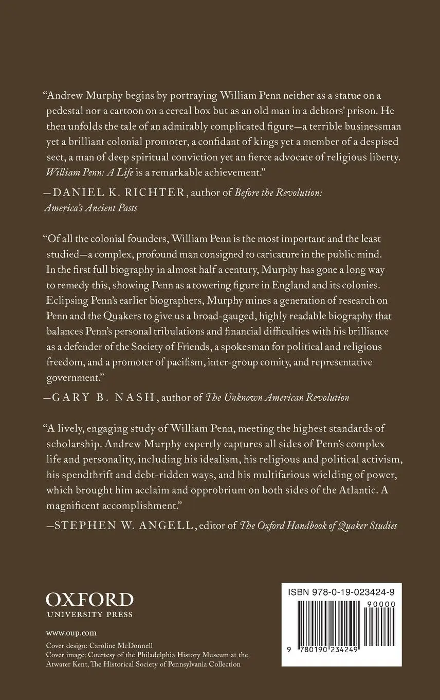 Rückseite: 9780190234249 | William Penn | A Life | Andrew R. Murphy | Buch | Gebunden | Englisch