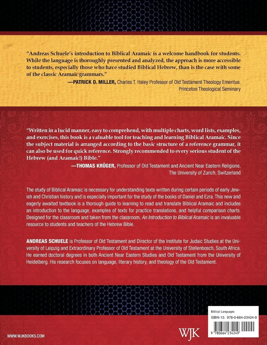 Rückseite: 9780664234249 | An Introduction to Biblical Aramaic | Andreas Schuele | Taschenbuch