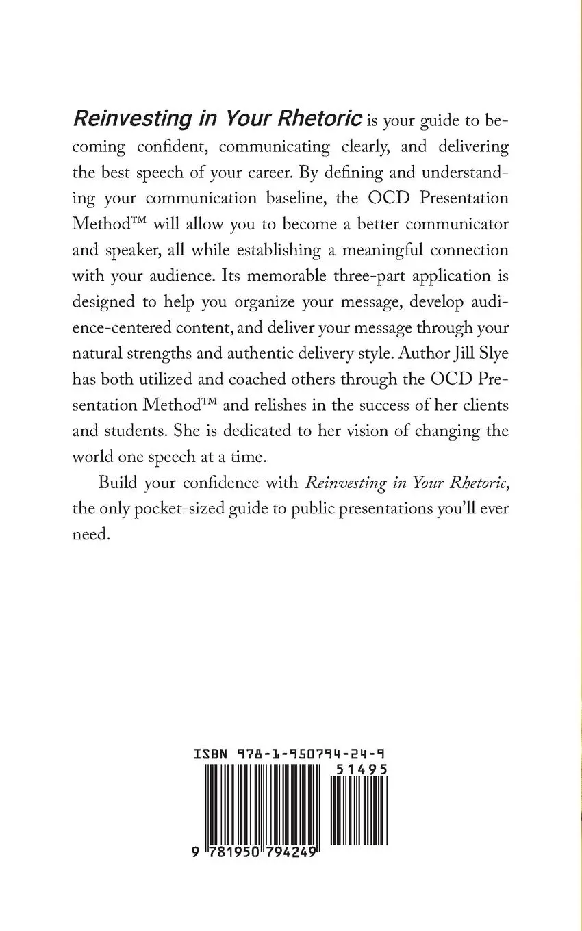 Rückseite: 9781950794249 | Reinvesting in Your Rhetoric | Jill Slye | Taschenbuch | Englisch