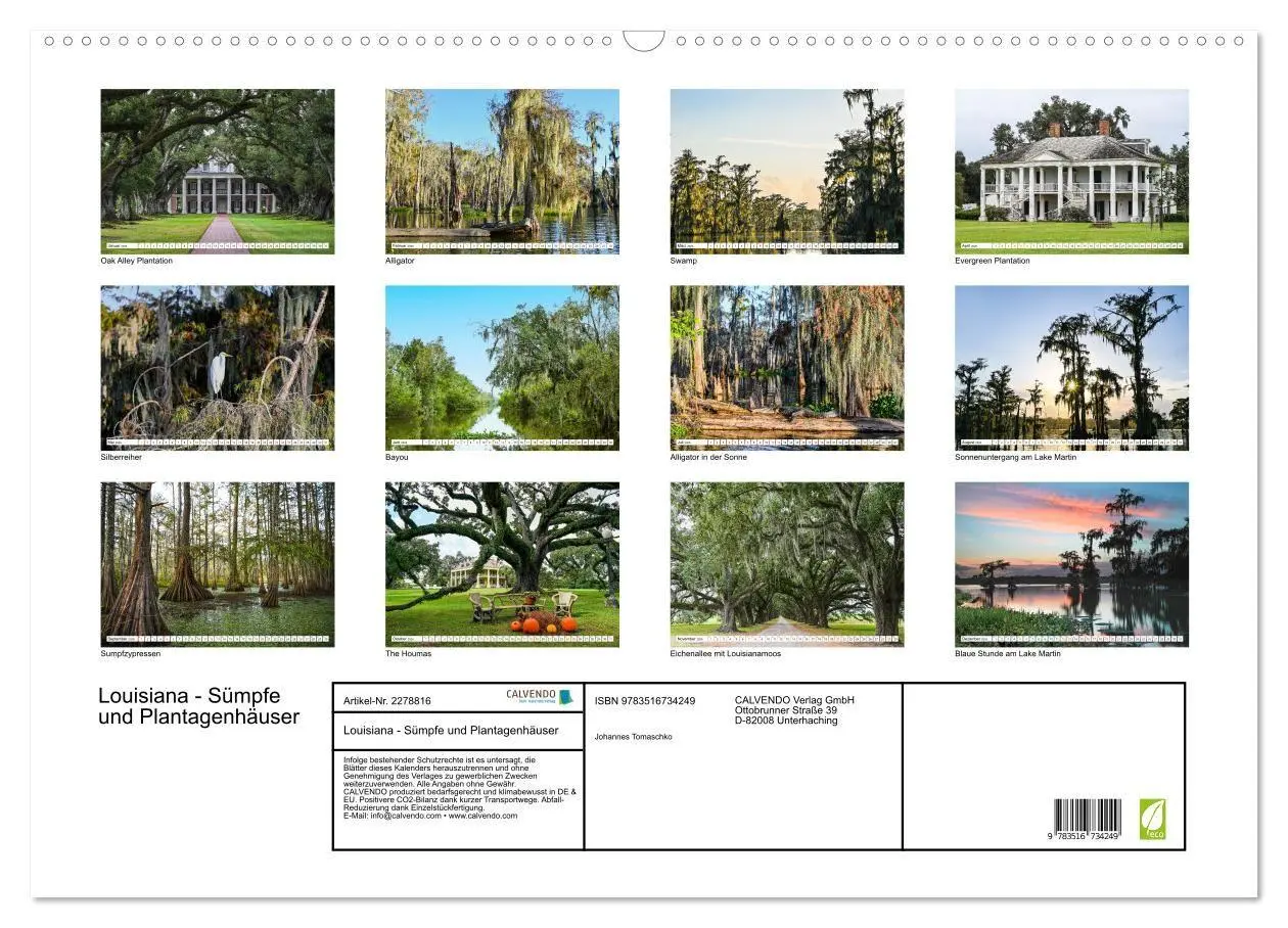 Bild: 9783516734249 | Louisiana - Sümpfe und Plantagenhäuser (Wandkalender 2026 DIN A2...