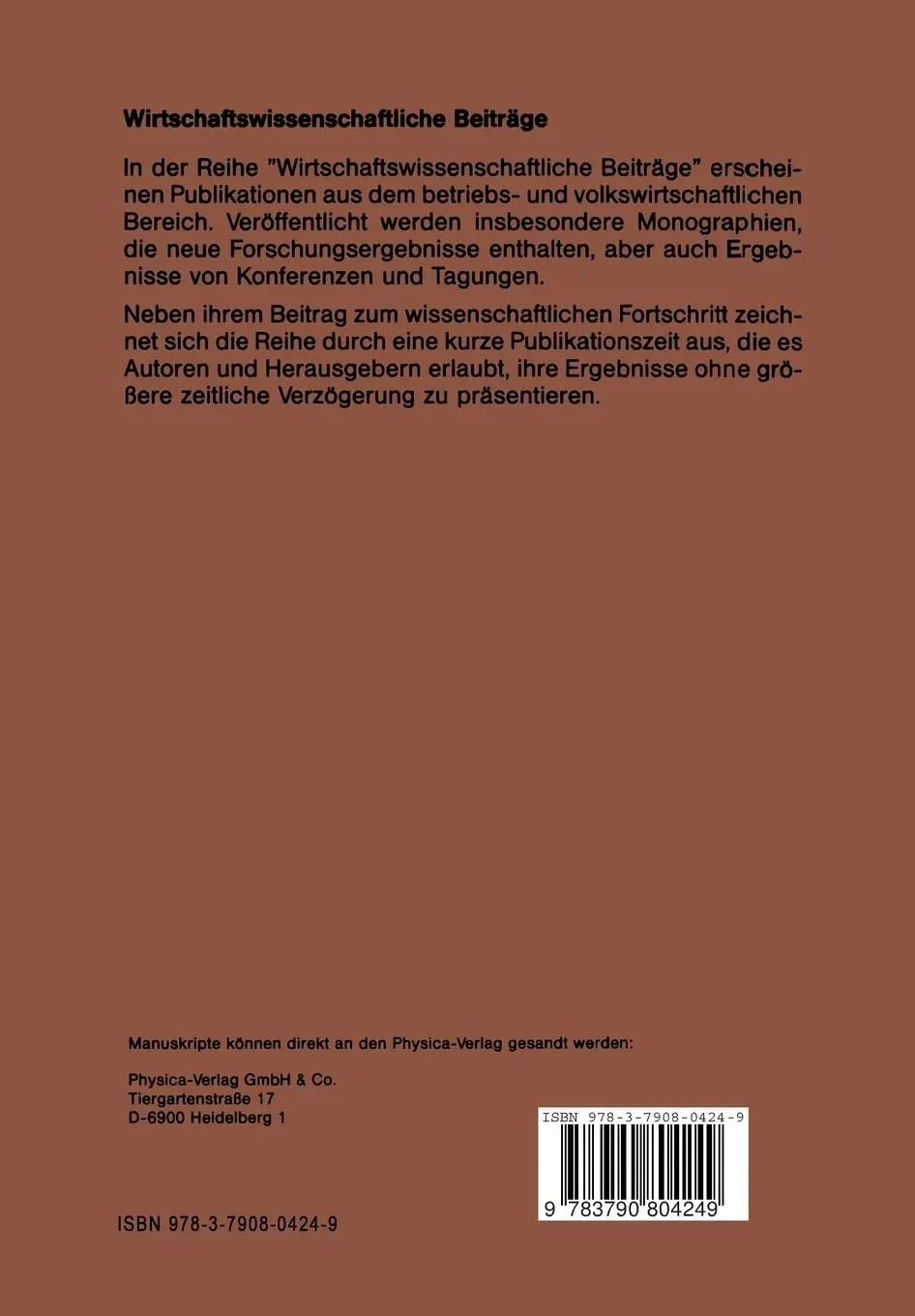 Rückseite: 9783790804249 | Informationsbeschaffung auf homogenen Oligopolmärkten | Ockenfels | x