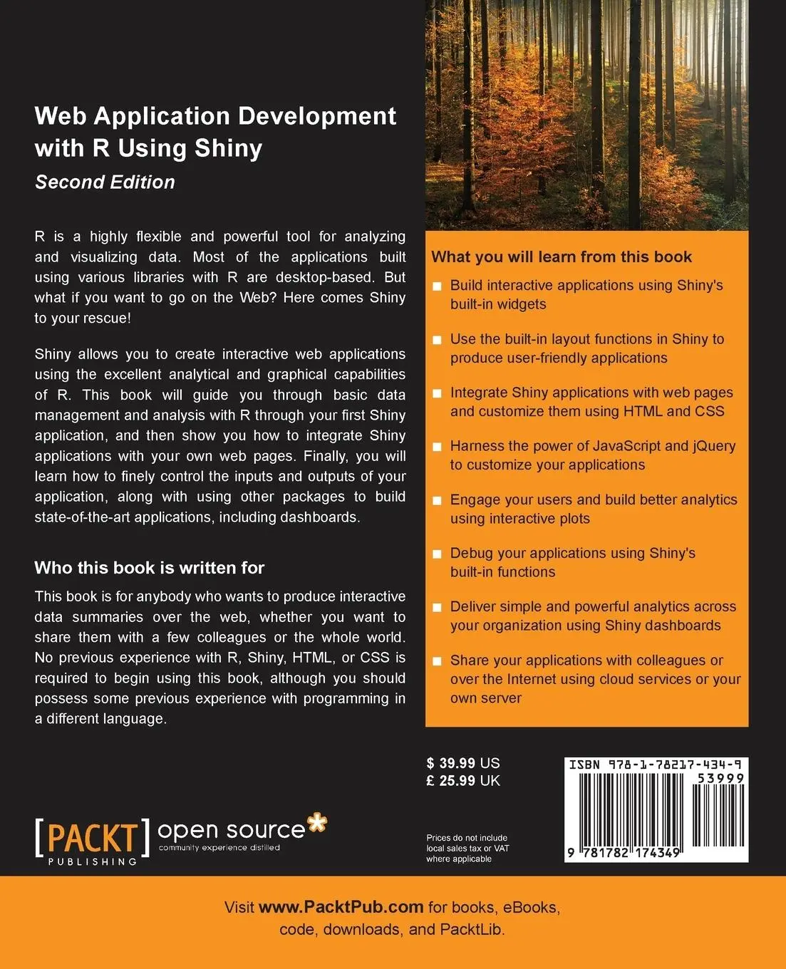Rückseite: 9781782174349 | Web Application Development with R Using Shiny - Second Edition | Buch
