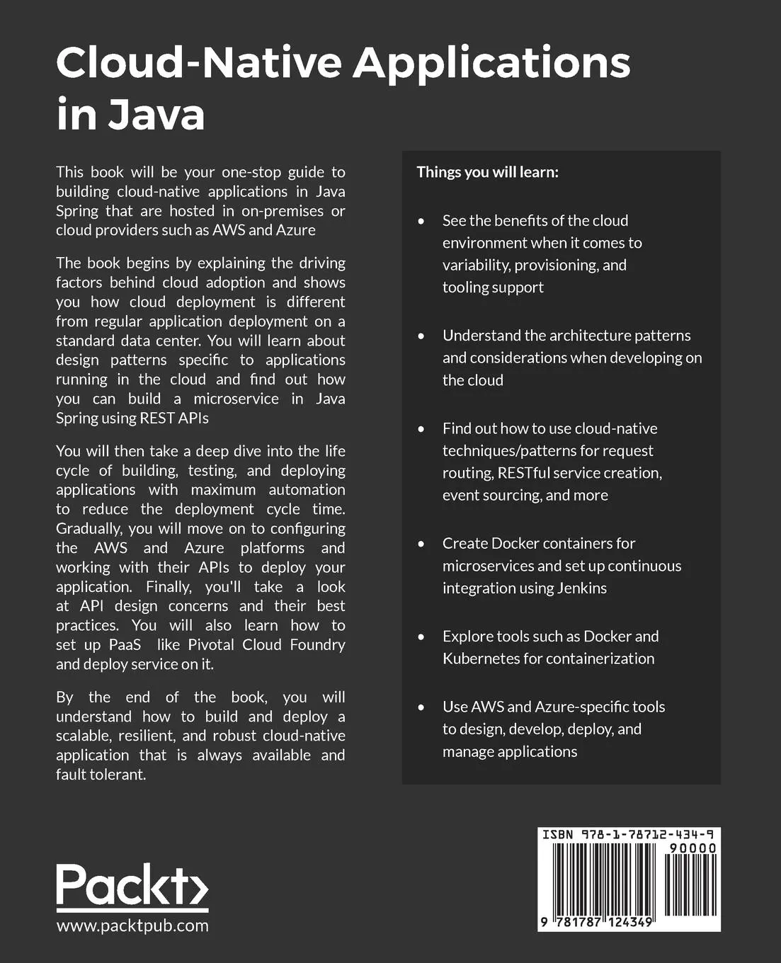 Rückseite: 9781787124349 | Cloud-Native Applications in Java | Ajay Mahajan (u. a.) | Taschenbuch