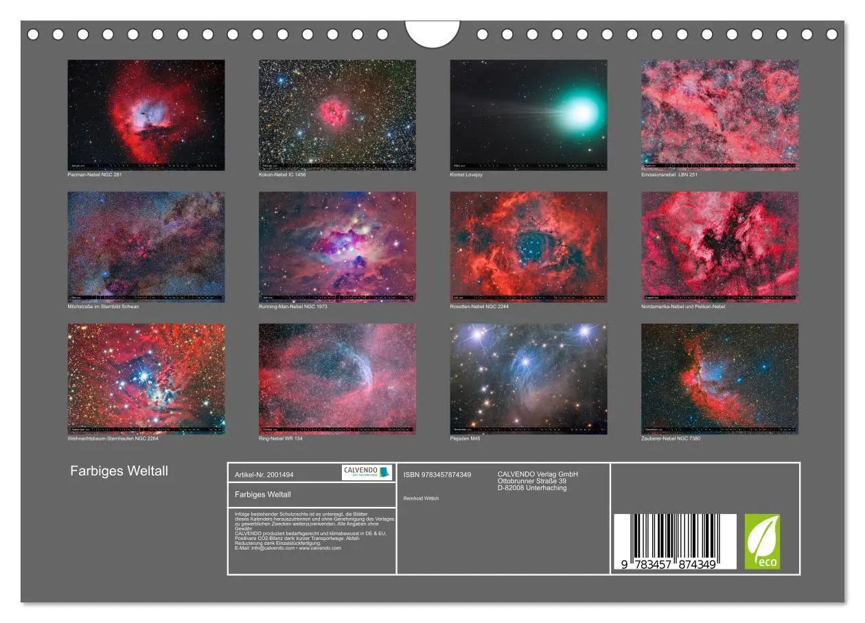 Bild: 9783457874349 | Farbiges Weltall (Wandkalender 2026 DIN A4 quer), CALVENDO...