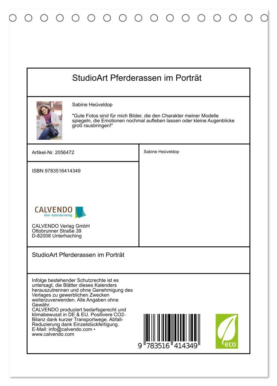 Bild: 9783516414349 | StudioArt Pferderassen im Porträt (Tischkalender 2026 DIN A5 hoch),...