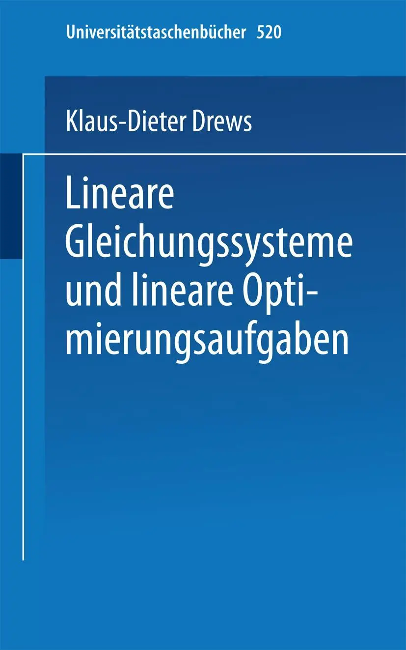 Cover: 9783798504349 | Lineare Gleichungssysteme und lineare Optimierungsaufgaben | Drews