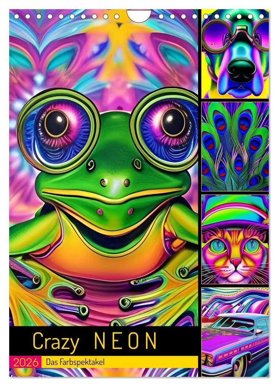 Cover: 9783516334449 | Crazy Neon - Das Farbspektakel (Wandkalender 2026 DIN A4 hoch),...