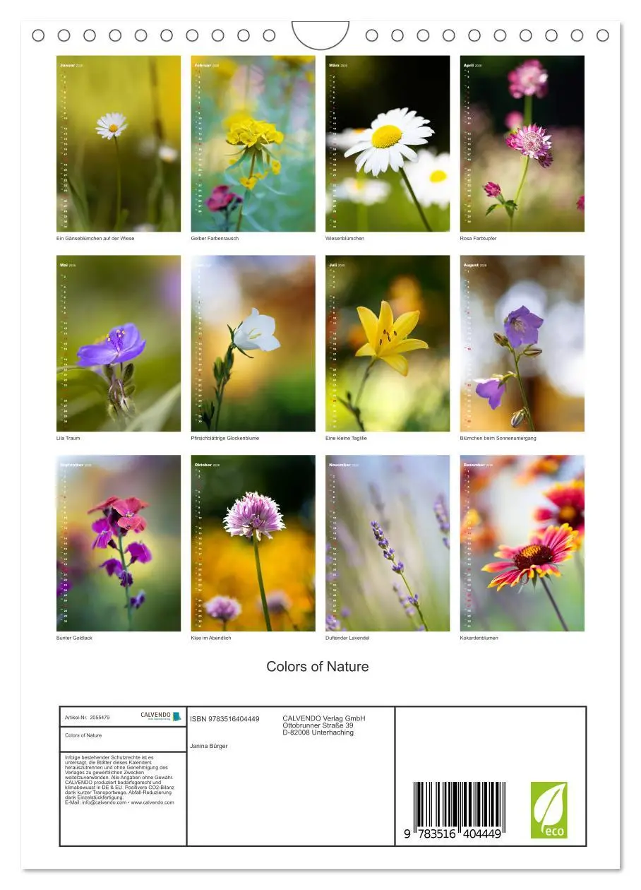 Bild: 9783516404449 | Colors of Nature (Wandkalender 2026 DIN A4 hoch), CALVENDO...