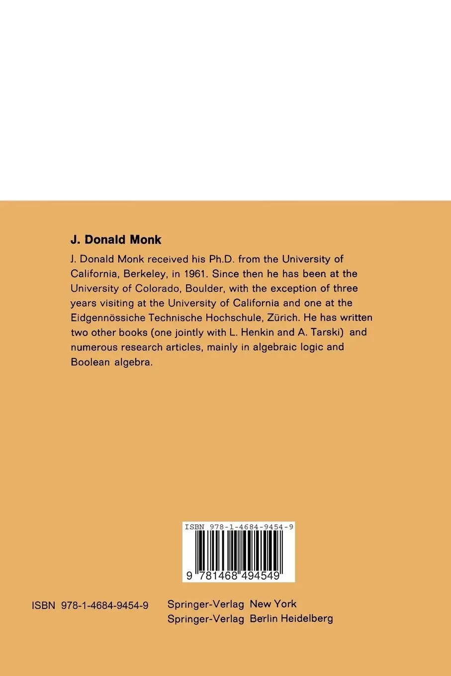 Rückseite: 9781468494549 | Mathematical Logic | J. D. Monk | Taschenbuch | x | Englisch | 2012