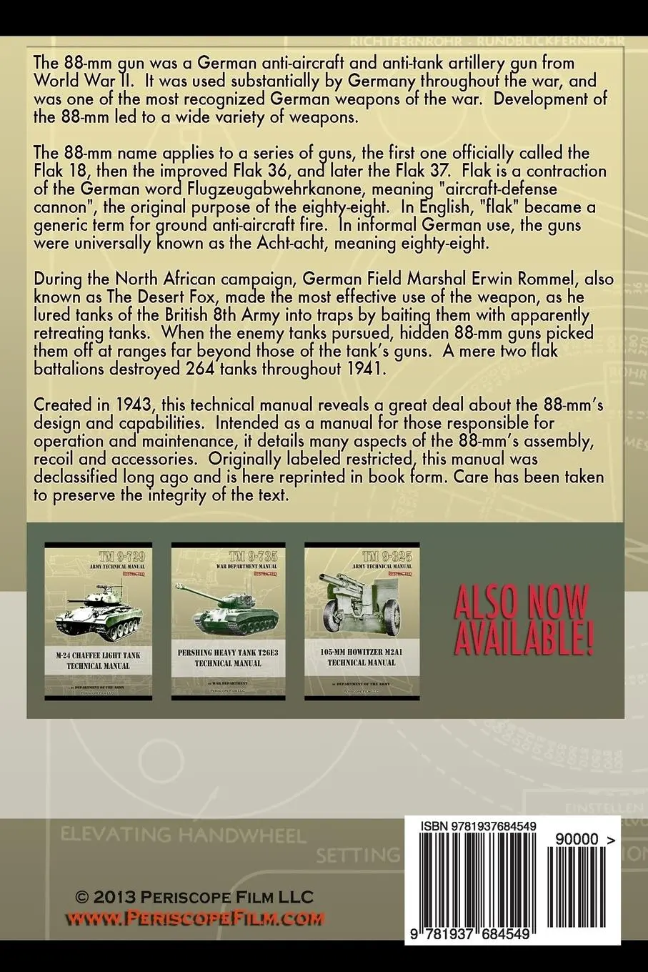 Rückseite: 9781937684549 | TM E9-369A German 88-mm Antiaircraft Gun Material Technical Manual