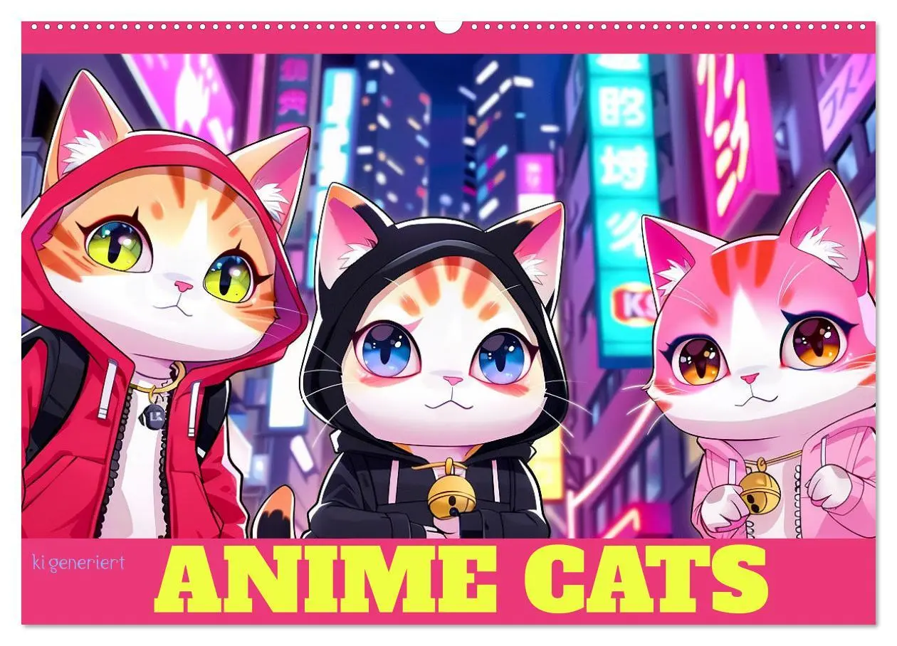Cover: 9783457394649 | Anime Cats (Wandkalender 2026 DIN A2 quer), CALVENDO Monatskalender