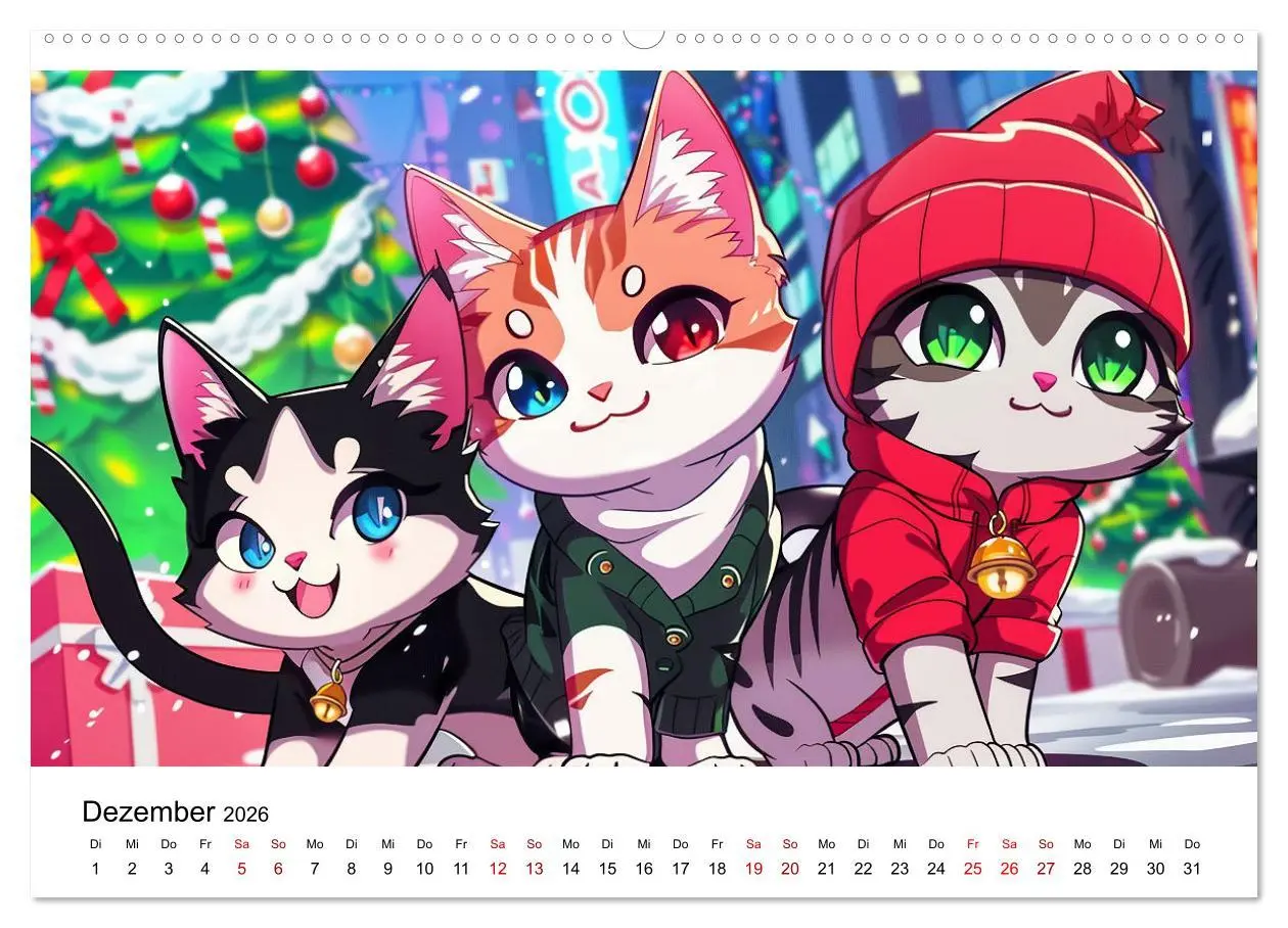 Bild: 9783457394649 | Anime Cats (Wandkalender 2026 DIN A2 quer), CALVENDO Monatskalender