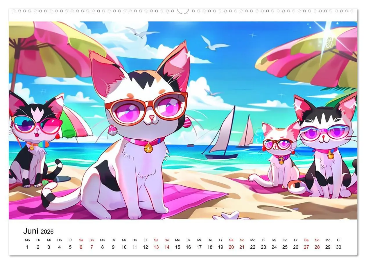Bild: 9783457394649 | Anime Cats (Wandkalender 2026 DIN A2 quer), CALVENDO Monatskalender