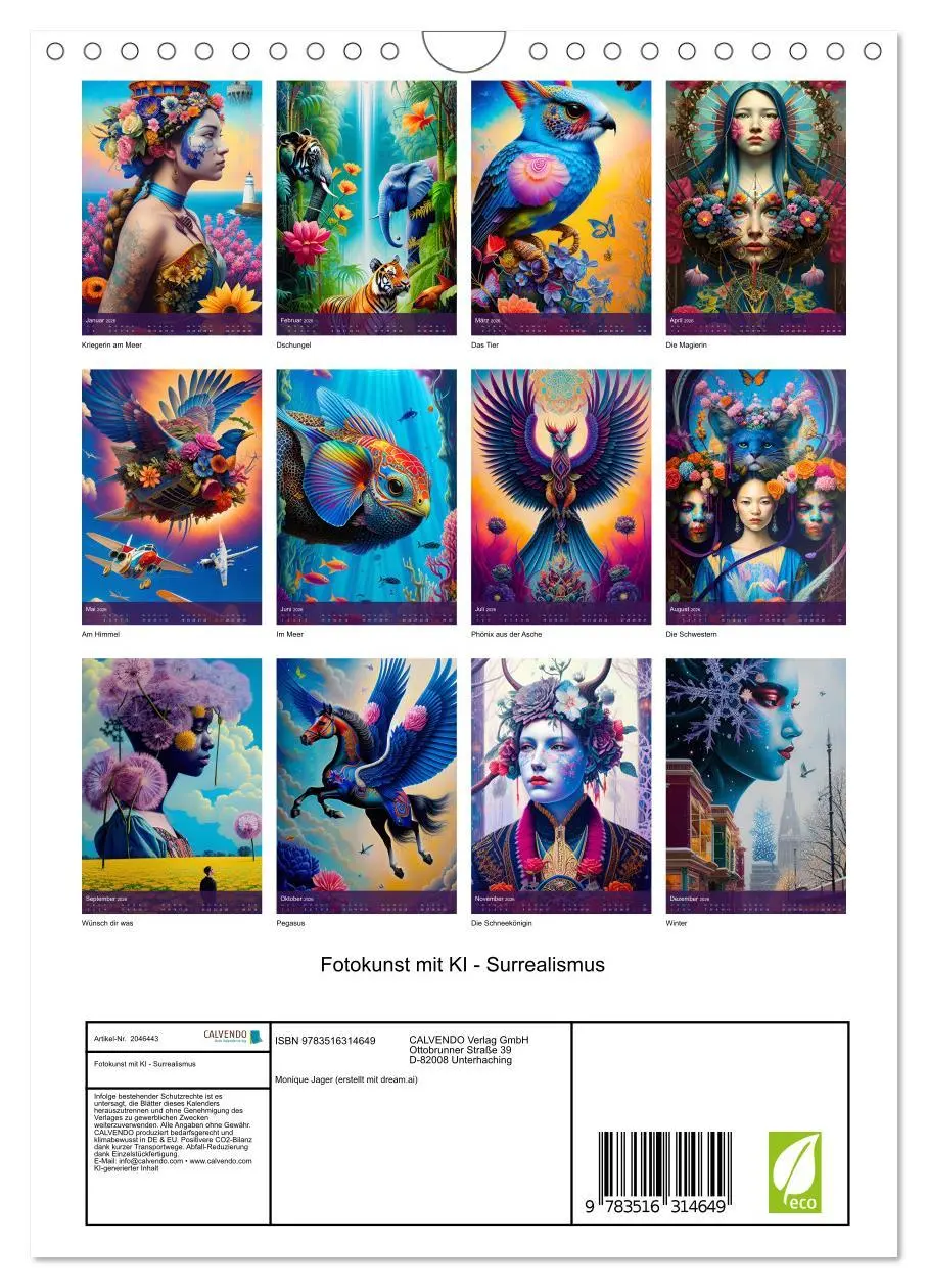 Bild: 9783516314649 | Fotokunst mit KI - Surrealismus (Wandkalender 2026 DIN A4 hoch),...