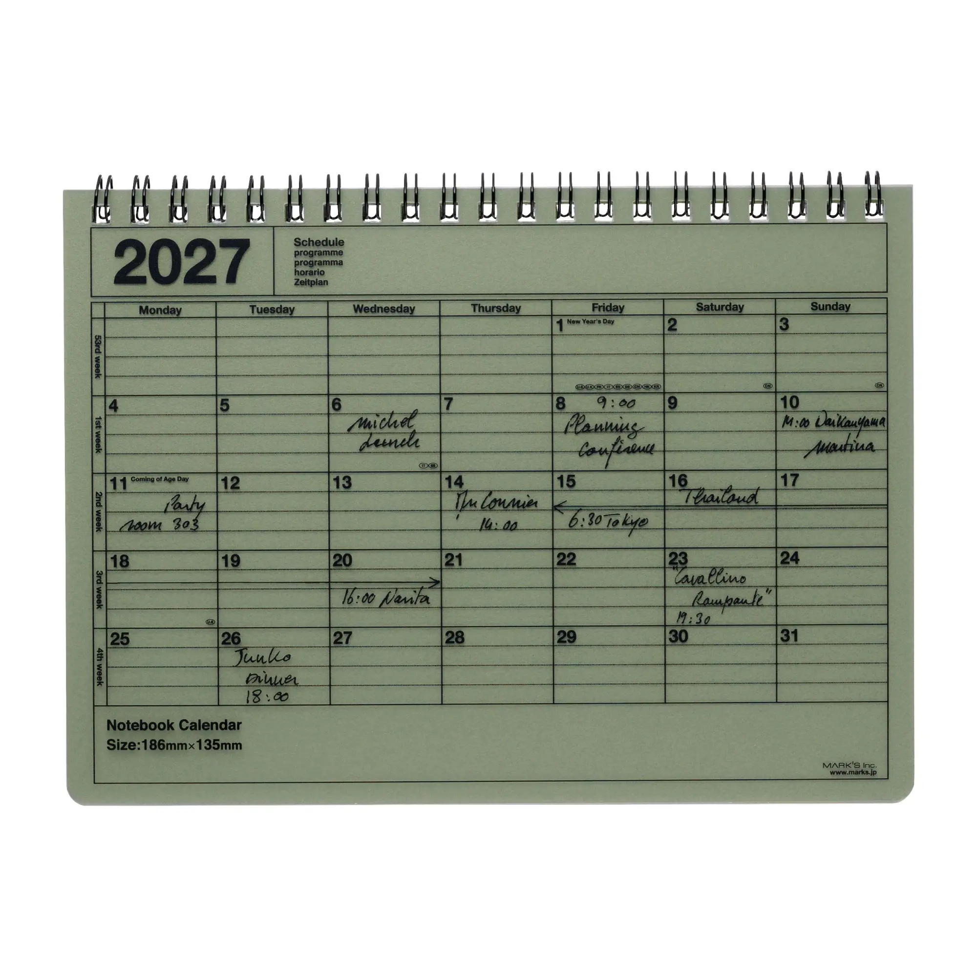 Cover: 4550045164749 | MARK'S 2027 Notebook Calendar S // Khaki | MARK'S Inc. | Kalender