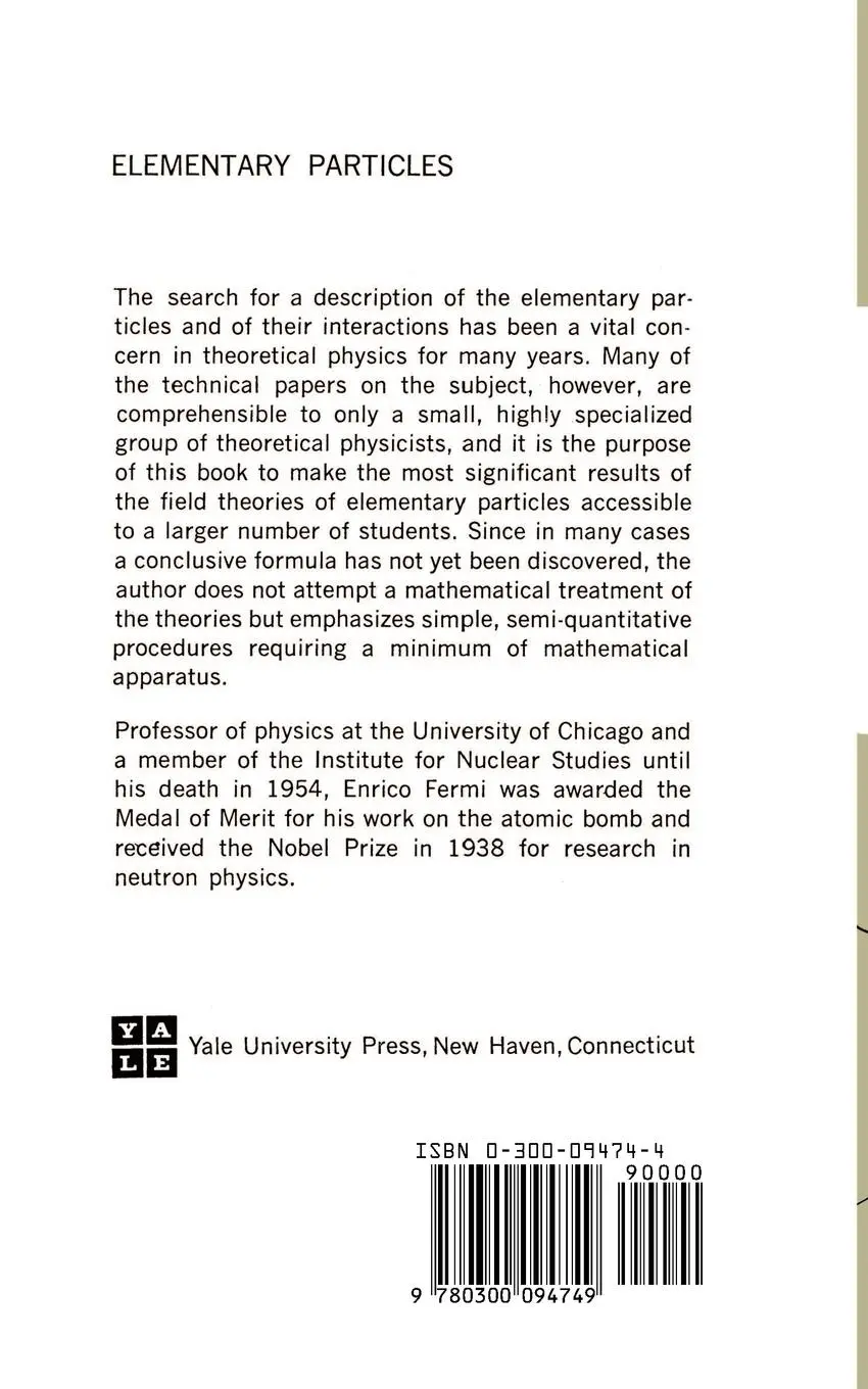 Rückseite: 9780300094749 | Elementary Particles | Enrico Fermi | Taschenbuch | Englisch