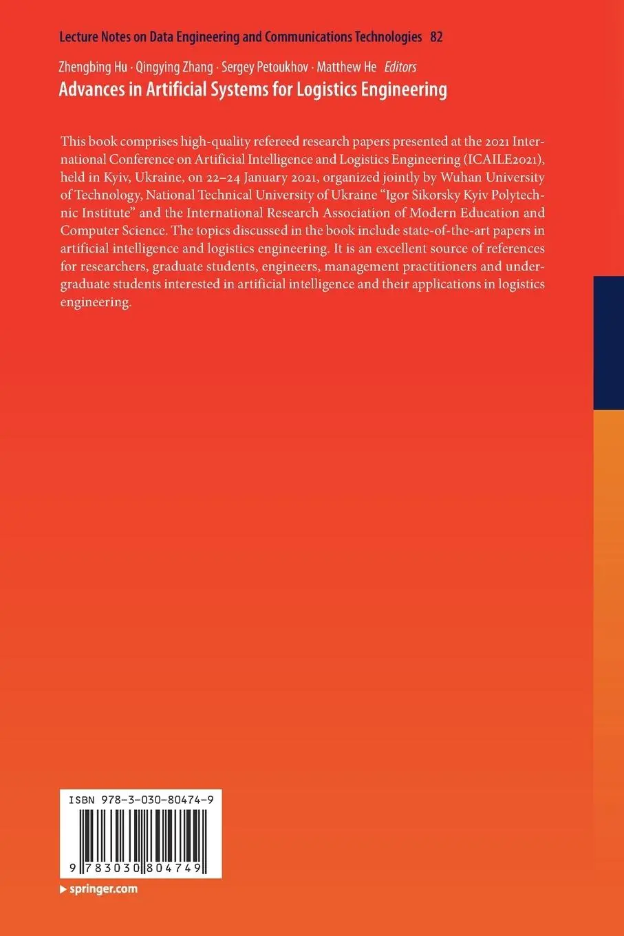 Rückseite: 9783030804749 | Advances in Artificial Systems for Logistics Engineering | Hu (u. a.)