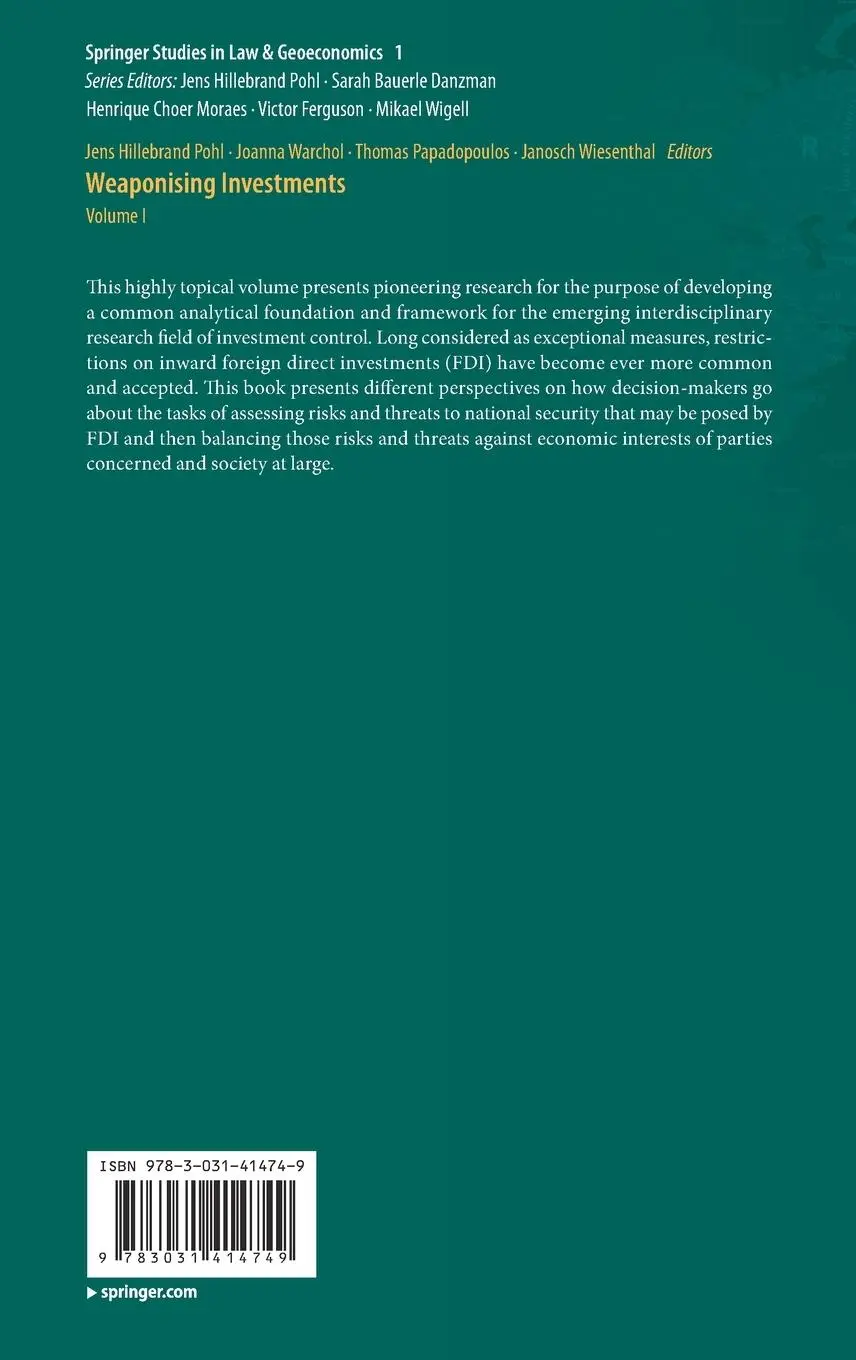 Rückseite: 9783031414749 | Weaponising Investments | Volume I | Jens Hillebrand Pohl (u. a.)