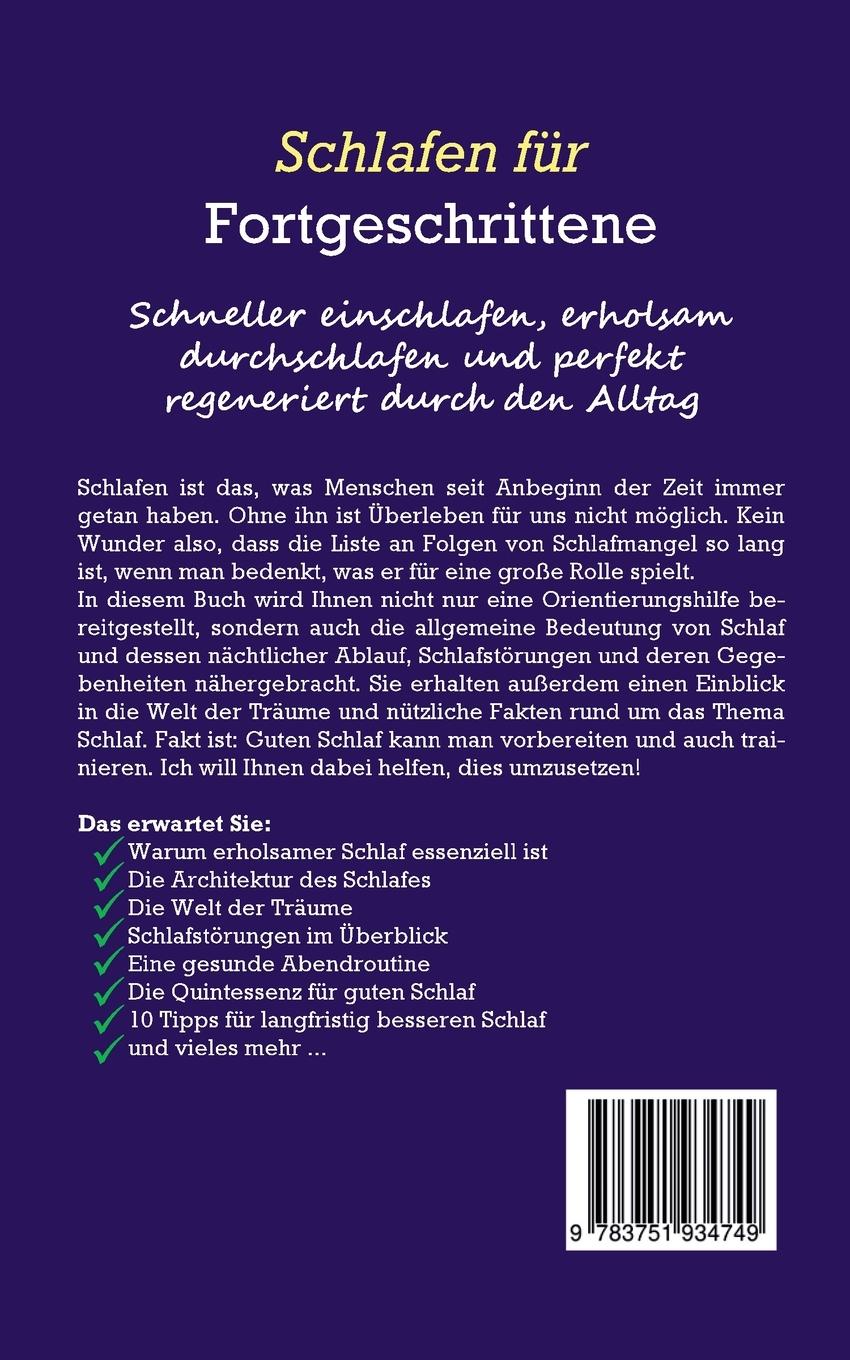 Rückseite: 9783751934749 | Schlafen für Fortgeschrittene: Schneller einschlafen, erholsam...