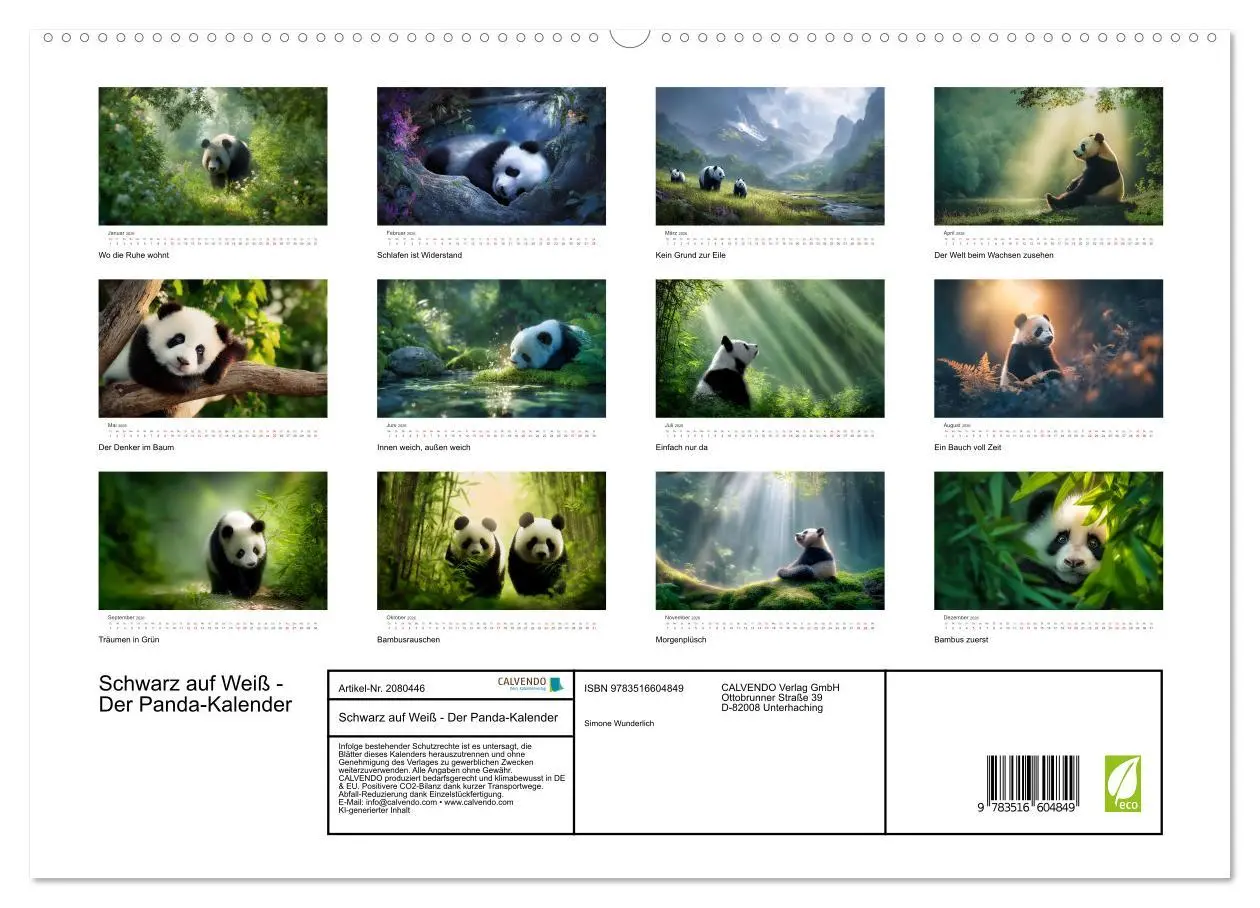 Bild: 9783516604849 | Schwarz auf Weiß - Der Panda-Kalender (hochwertiger Premium...