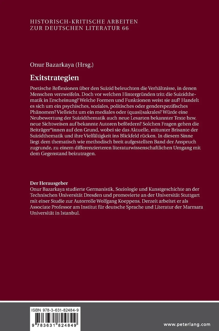Rückseite: 9783631824849 | Exitstrategien | Onur Kemal Bazarkaya | Buch | Gebunden | Deutsch