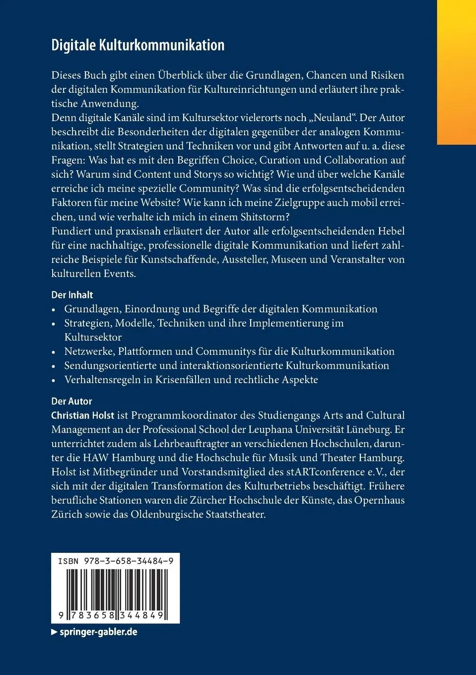 Rückseite: 9783658344849 | Digitale Kulturkommunikation | Christian Holst | Taschenbuch | xv