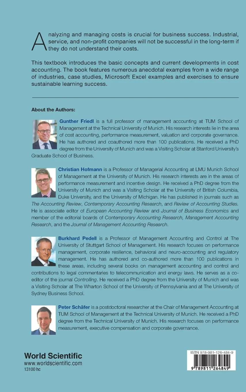 Rückseite: 9789811264849 | COST ACCOUNTING | A DECISION-ORIENTED APPROACH | Friedl | Buch | 2022