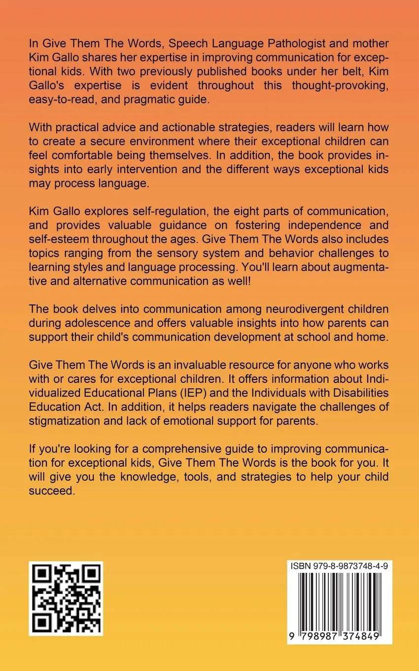Rückseite: 9798987374849 | Give Them The Words | Kim Gallo | Taschenbuch | Englisch | 2023