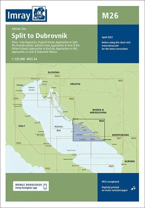 Cover: 9781786794949 | M26 Split to Dubrovnik | Imray M Series | (Land-)Karte | Englisch