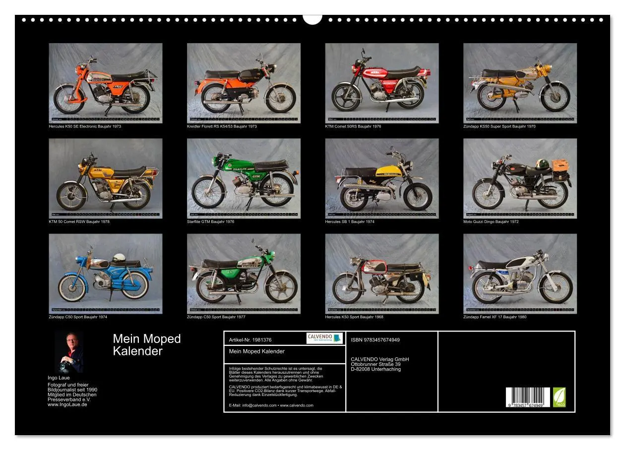 Bild: 9783457674949 | Mein Moped Kalender (Wandkalender 2026 DIN A2 quer), CALVENDO...