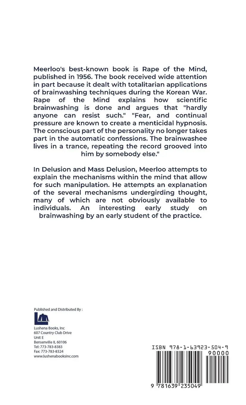 Rückseite: 9781639235049 | Delusion And Mass Delusion Hardcover | By Joost A. M. Meerloo | Buch